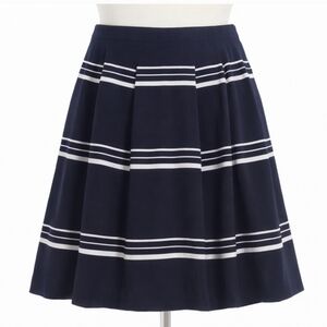 The Limited Navy Blue White Striped A‑Line Skirt Soft Pleats SIZE SMALL